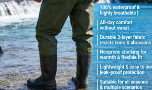 3 layer breathable farbic wader advantages
