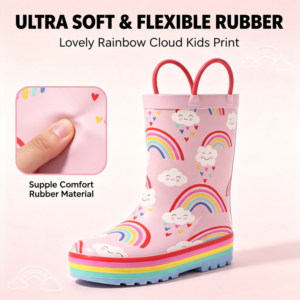 Light up custom kids rain boots non-toxic material for retail brands
