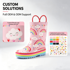 Custom unicorn printed rubber kids rain boots OEM ODM waterproof toddler wellies