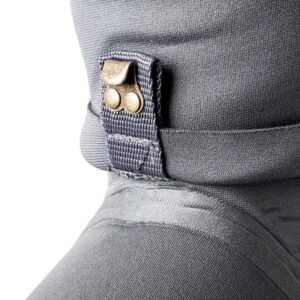 Close‑up: Gravel guard metal snap clip detail