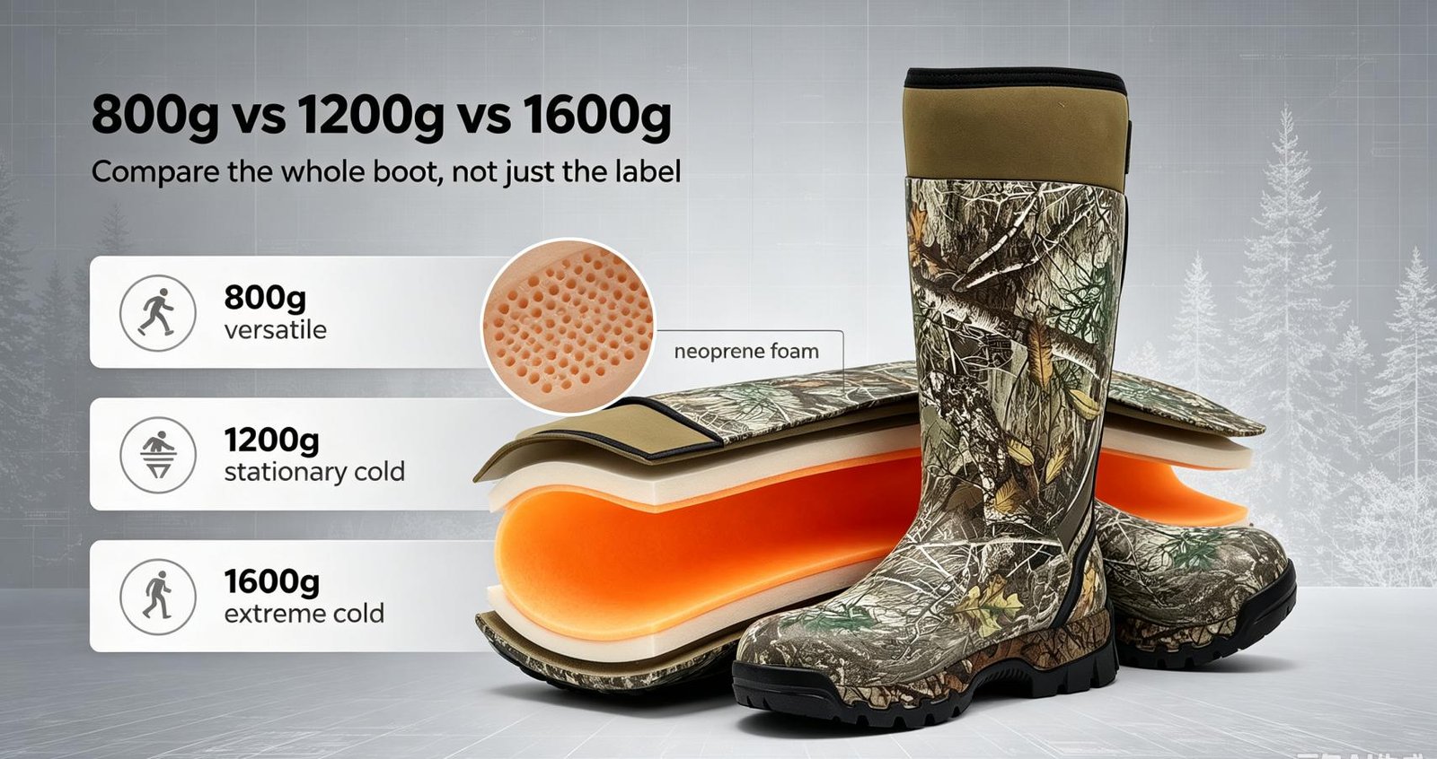 800g vs 1200g vs 1600g Insulated Hunting Boots: A Buyer’s Guide
